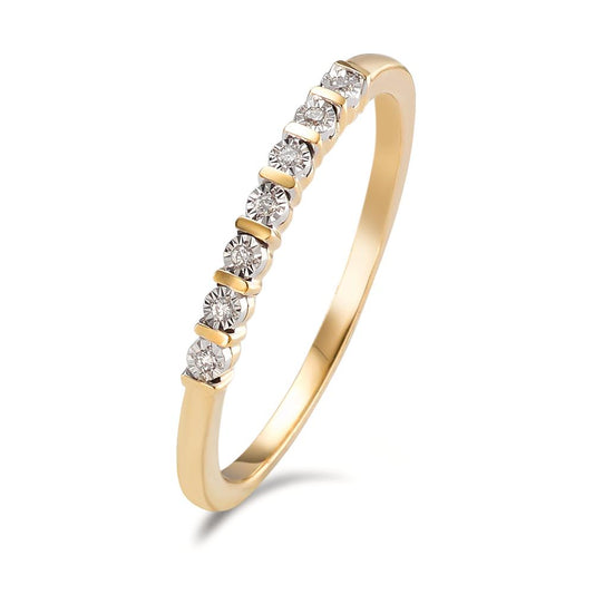 Memory ring 585/14 krt geel goud Diamant 0.03 ct, 7 Steen, w-si