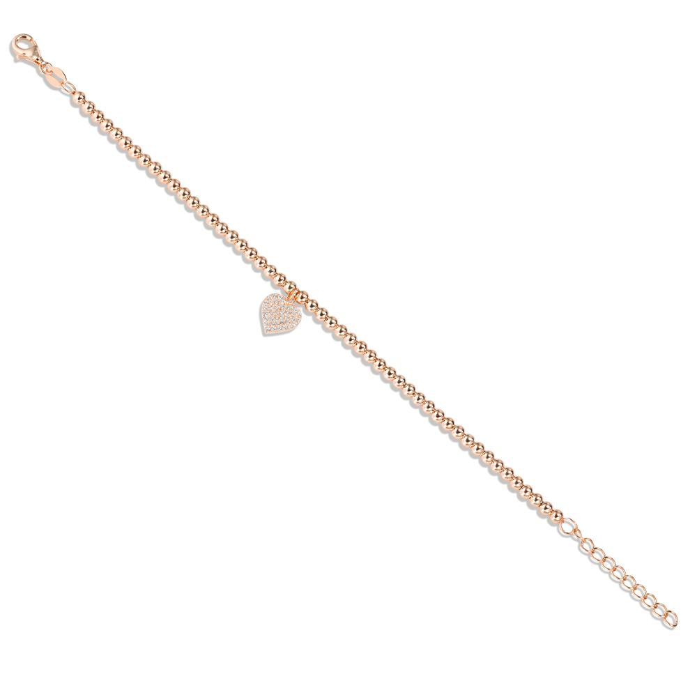 Armband Zilver Zirkonia Rosé Verguld Hart 16-18.5 cm