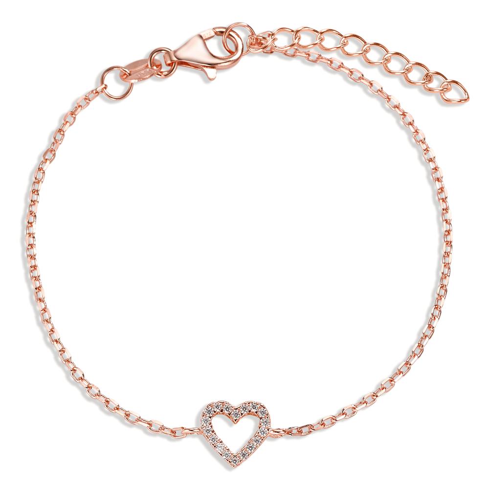 Armband Zilver Zirkonia 18 Steen Rosé Verguld Hart 16-19 cm