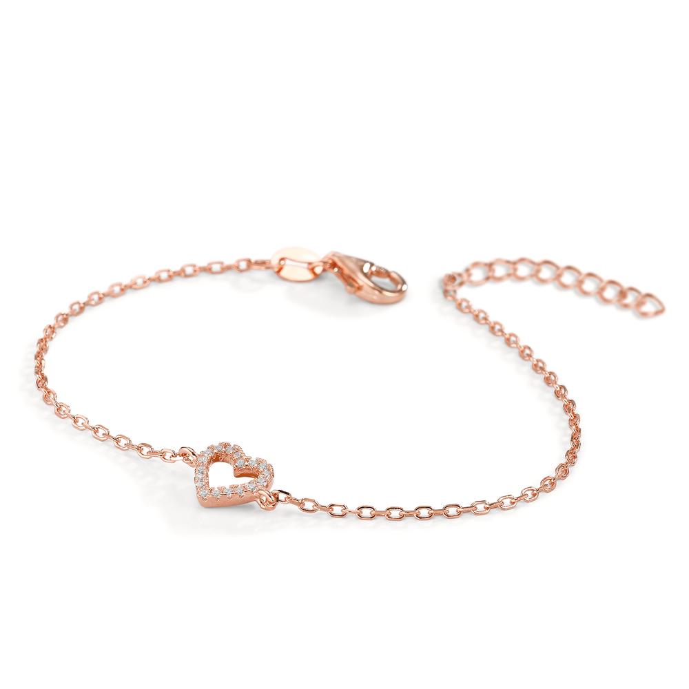 Armband Zilver Zirkonia 18 Steen Rosé Verguld Hart 16-19 cm