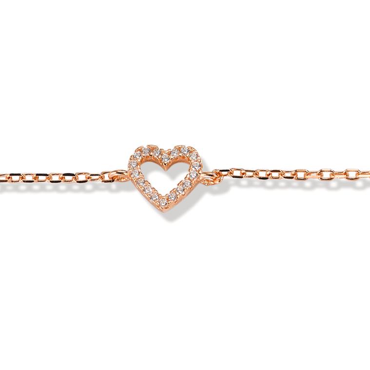 Armband Zilver Zirkonia 18 Steen Rosé Verguld Hart 16-19 cm