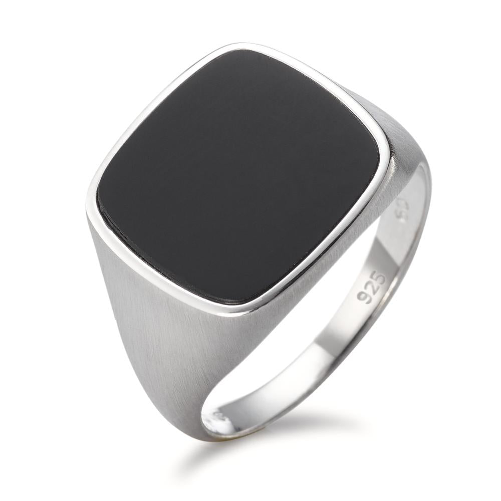 Ring Zilver Onyx Gerhodineerd