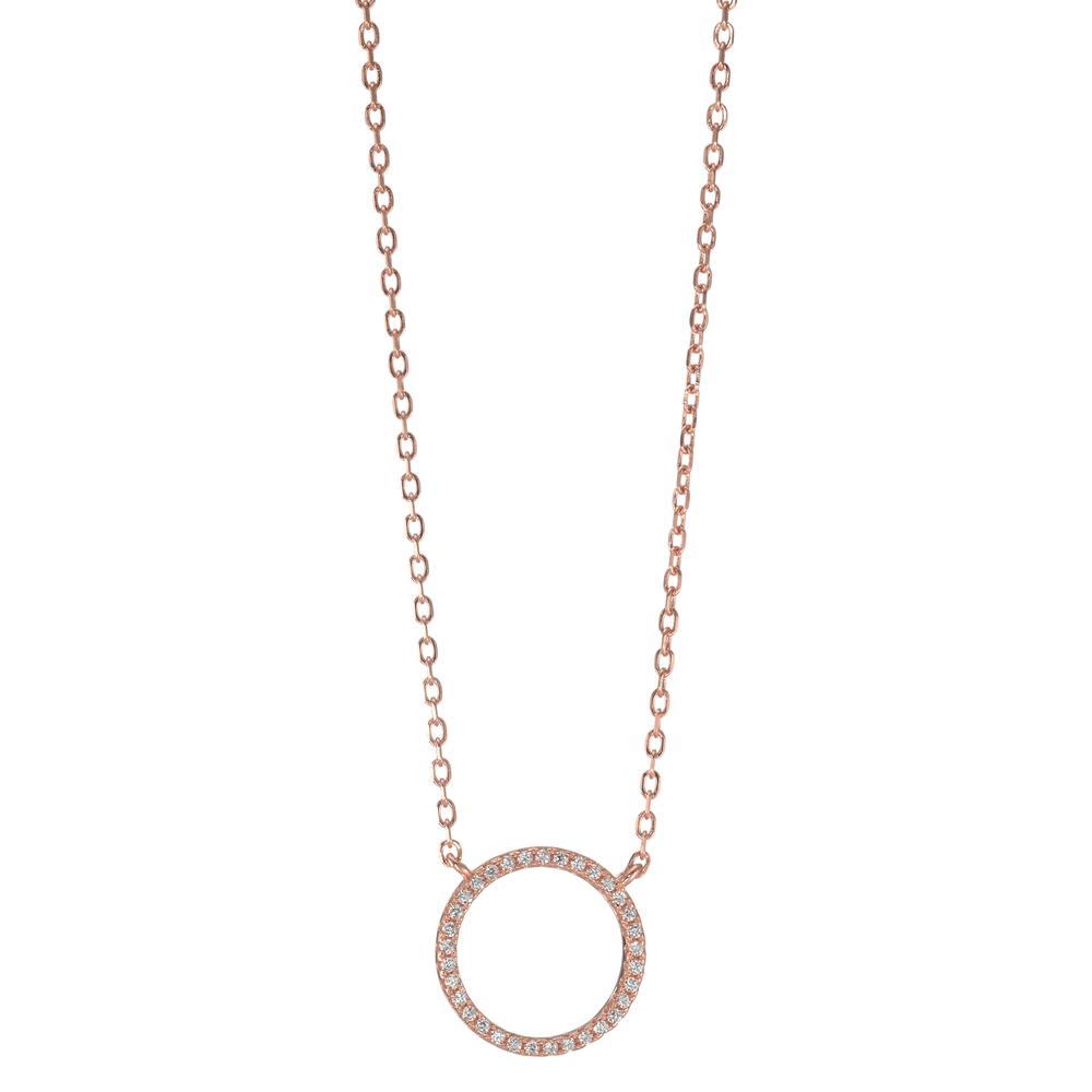 Collier Zilver Zirkonia Rosé Verguld 39-44 cm Ø14 mm