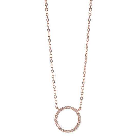 Collier Zilver Zirkonia Rosé Verguld 39-44 cm Ø14 mm