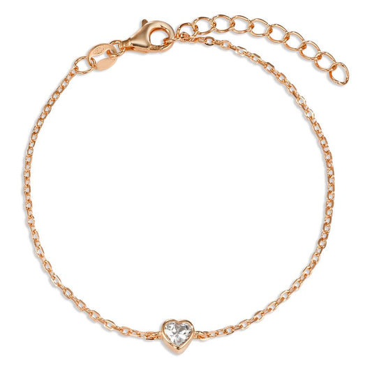 Armband Zilver Zirkonia Rosé Verguld Hart 16-21 cm