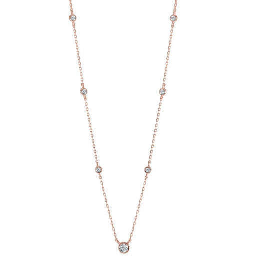 Collier Zilver Zirkonia 7 Steen Rosé Verguld 35-40 cm