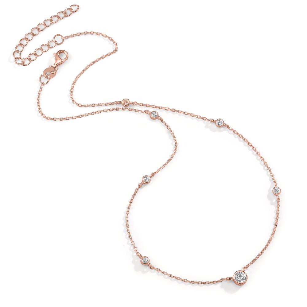 Collier Zilver Zirkonia 7 Steen Rosé Verguld 35-40 cm