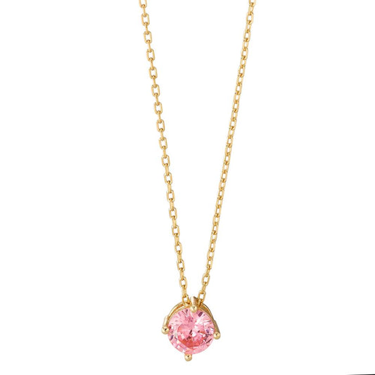 Collier Zilver Zirkonia roze Geel Verguld 42-45 cm Ø6 mm