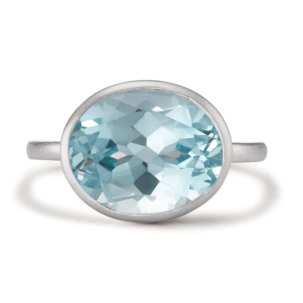 Ring Zilver Topaas blauw Gerhodineerd