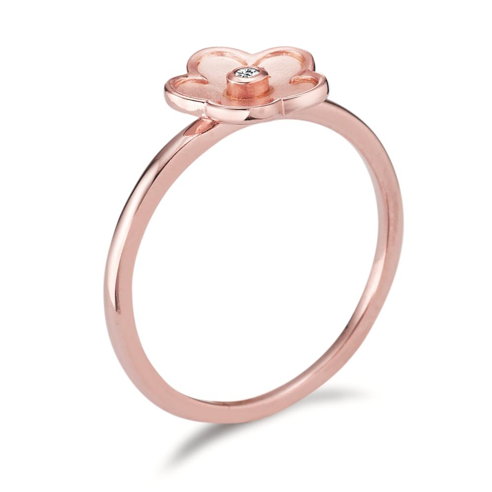 Ring Zilver Zirkonia Rosé Verguld Bloem Ø9 mm