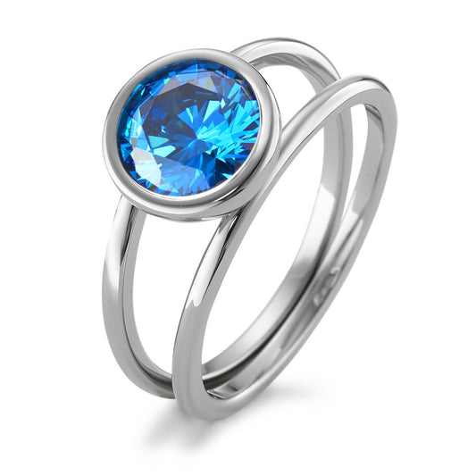 Ring Roestvrijstaal Zirkonia blauw Ø9.5 mm