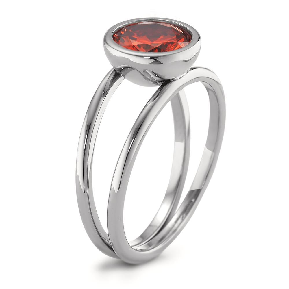 Ring Roestvrijstaal Zirkonia rood Ø9.5 mm