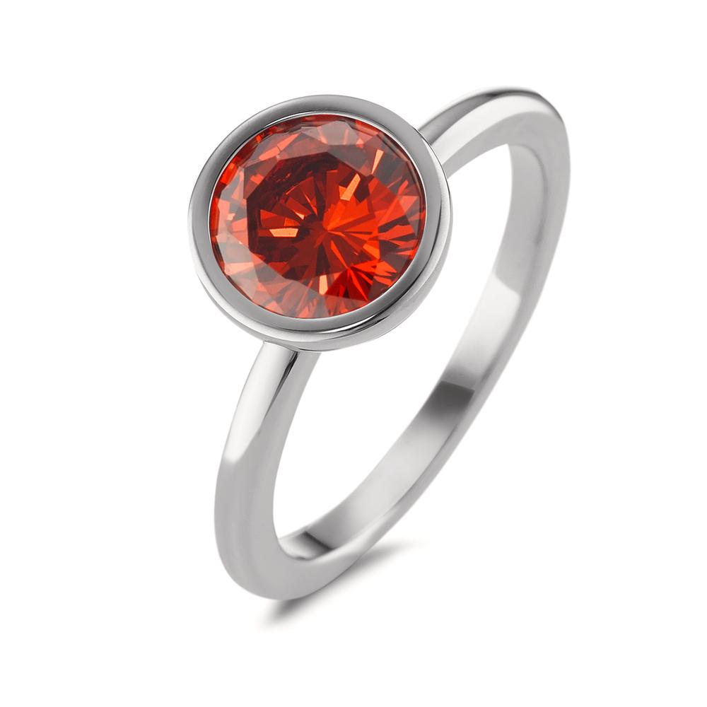 Ring Roestvrijstaal Zirkonia rood Ø9.5 mm