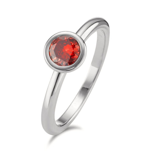 Ring Roestvrijstaal Zirkonia rood Ø7 mm