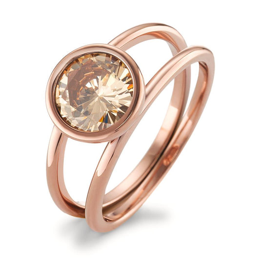 Ring Roestvrijstaal Zirkonia Champagne Rosé IP-gecoat Ø9.5 mm