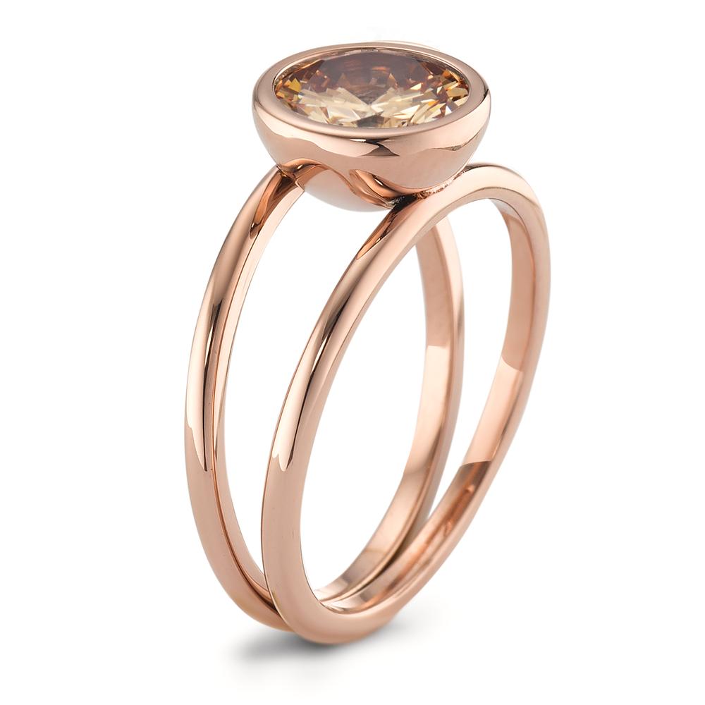 Ring Roestvrijstaal Zirkonia Champagne Rosé IP-gecoat Ø9.5 mm