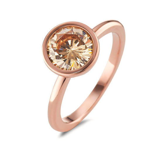 Ring Roestvrijstaal Zirkonia Champagne Rosé IP-gecoat Ø9.5 mm