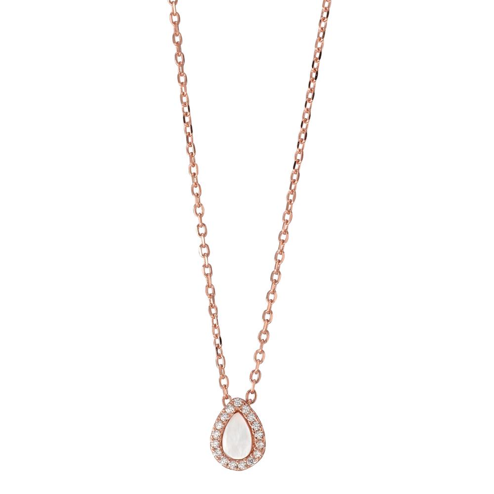 Collier Zilver Zirkonia Rosé Verguld Parelmoer 40-45 cm