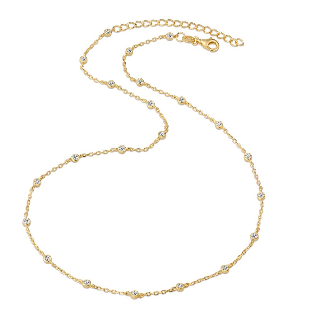 Collier Zilver Zirkonia 22 Steen Geel Verguld 39-44 cm