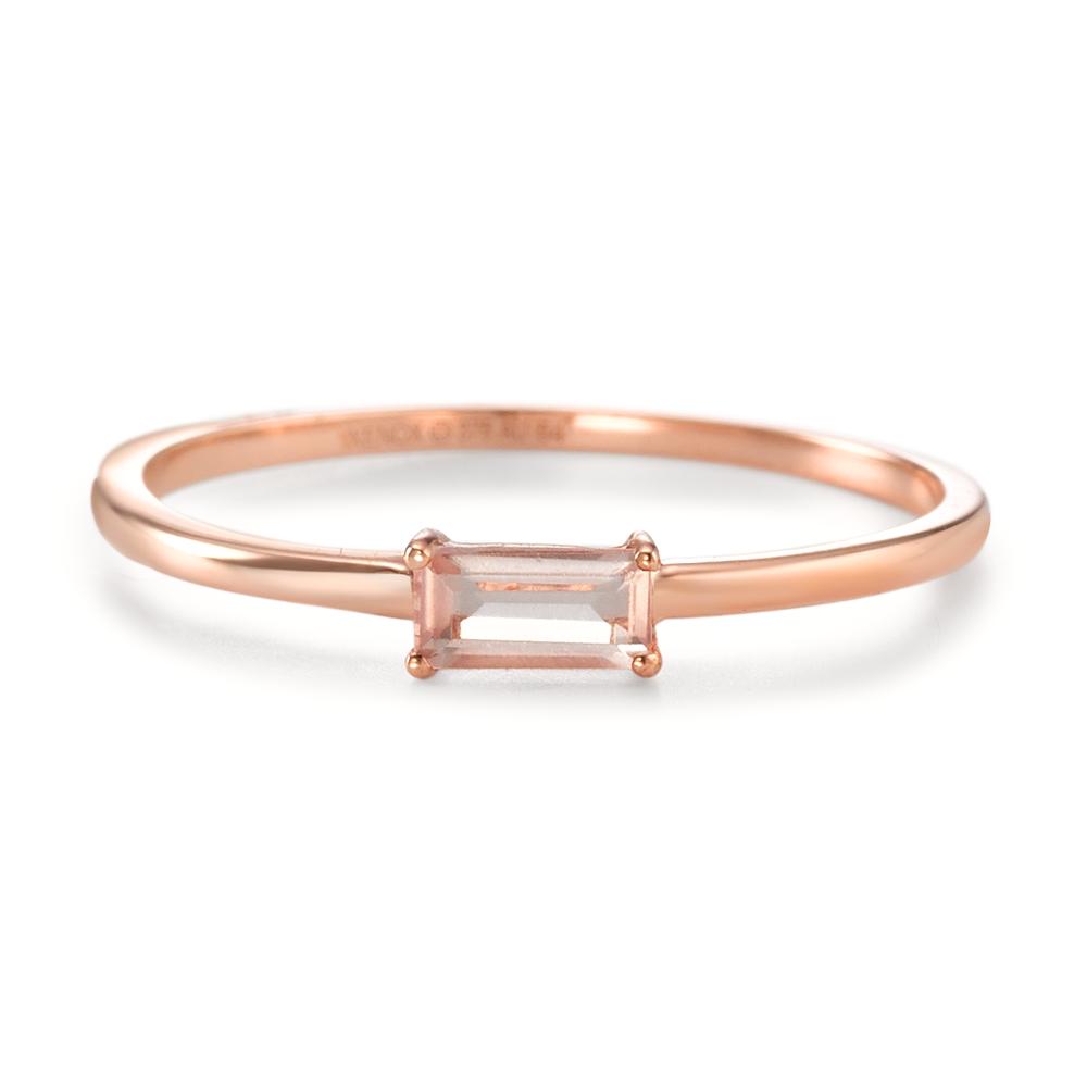 Solitaire ring 375/9K roségoud Rozenkwarts [Baguette]