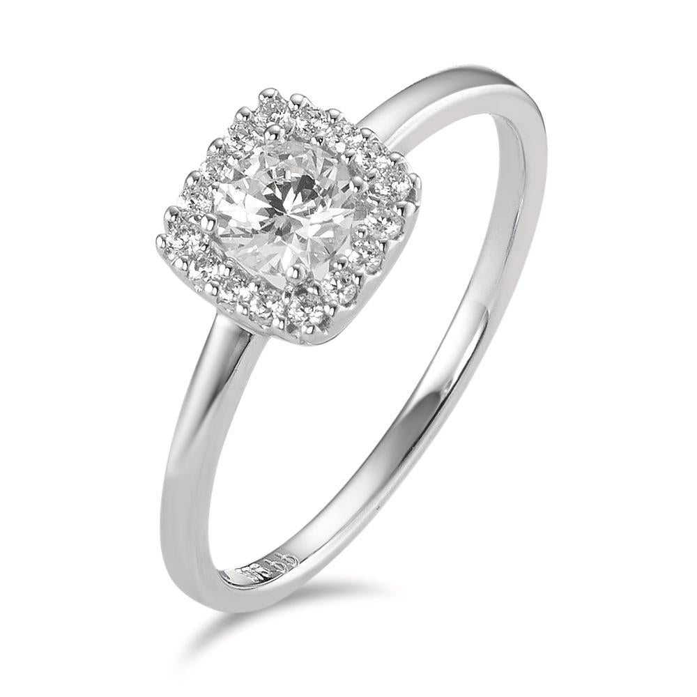 Solitaire ring 375/9 krt witgoud Zirkonia