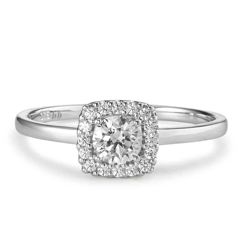 Solitaire ring 375/9 krt witgoud Zirkonia