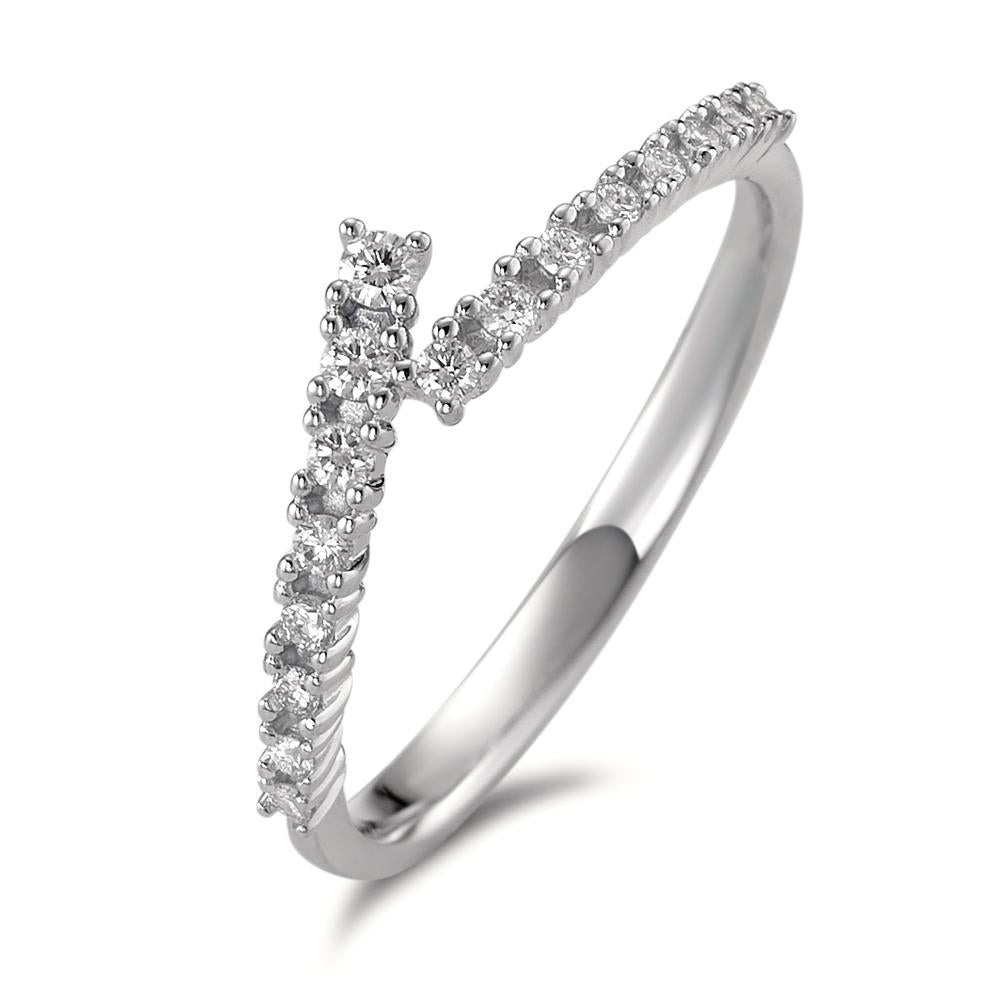 Ring 750/18K krt witgoud Diamant 0.16 ct, 16 Steen, [Brillant], w-si