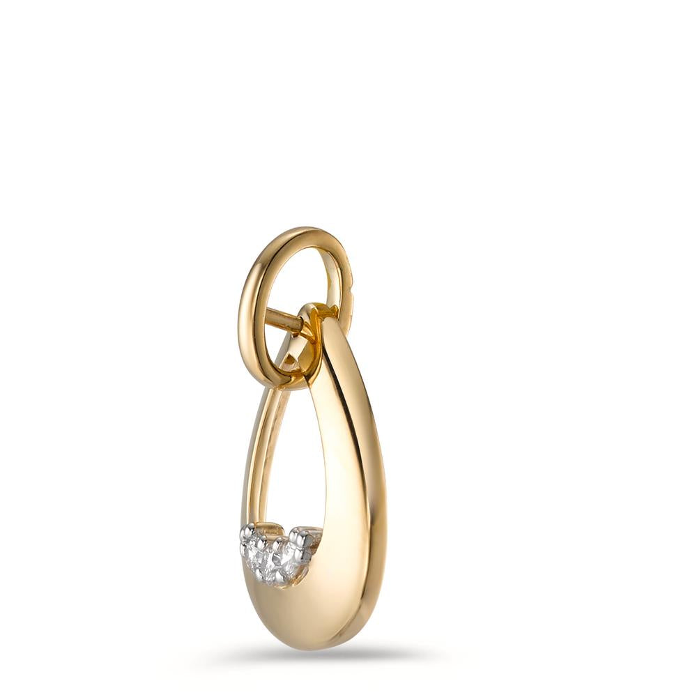 Hanger 750/18 krt geel goud Diamant 0.05 ct, 3 Steen, [Brillant], w-si Bi-color