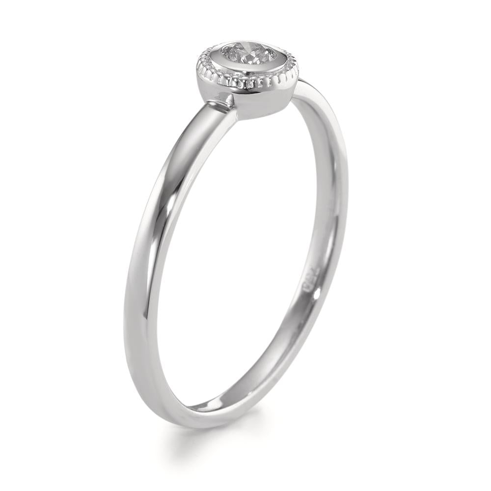 Solitaire ring 750/18K krt witgoud Diamant 0.10 ct, [Brillant], w-si