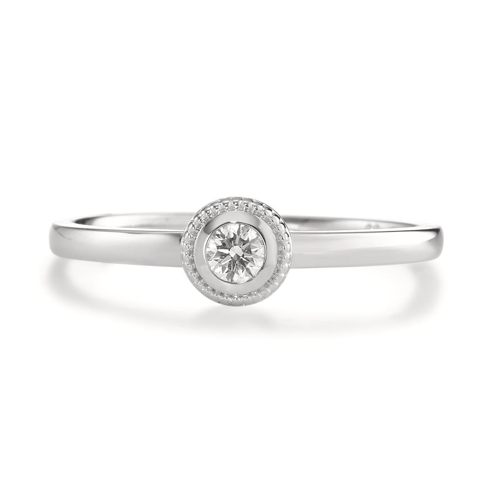 Solitaire ring 750/18K krt witgoud Diamant 0.10 ct, [Brillant], w-si