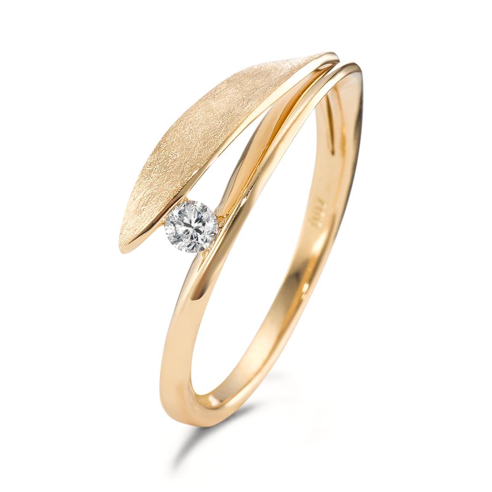 Ring 750/18K geel goud Diamant 0.07 ct, [Brillant], w-si