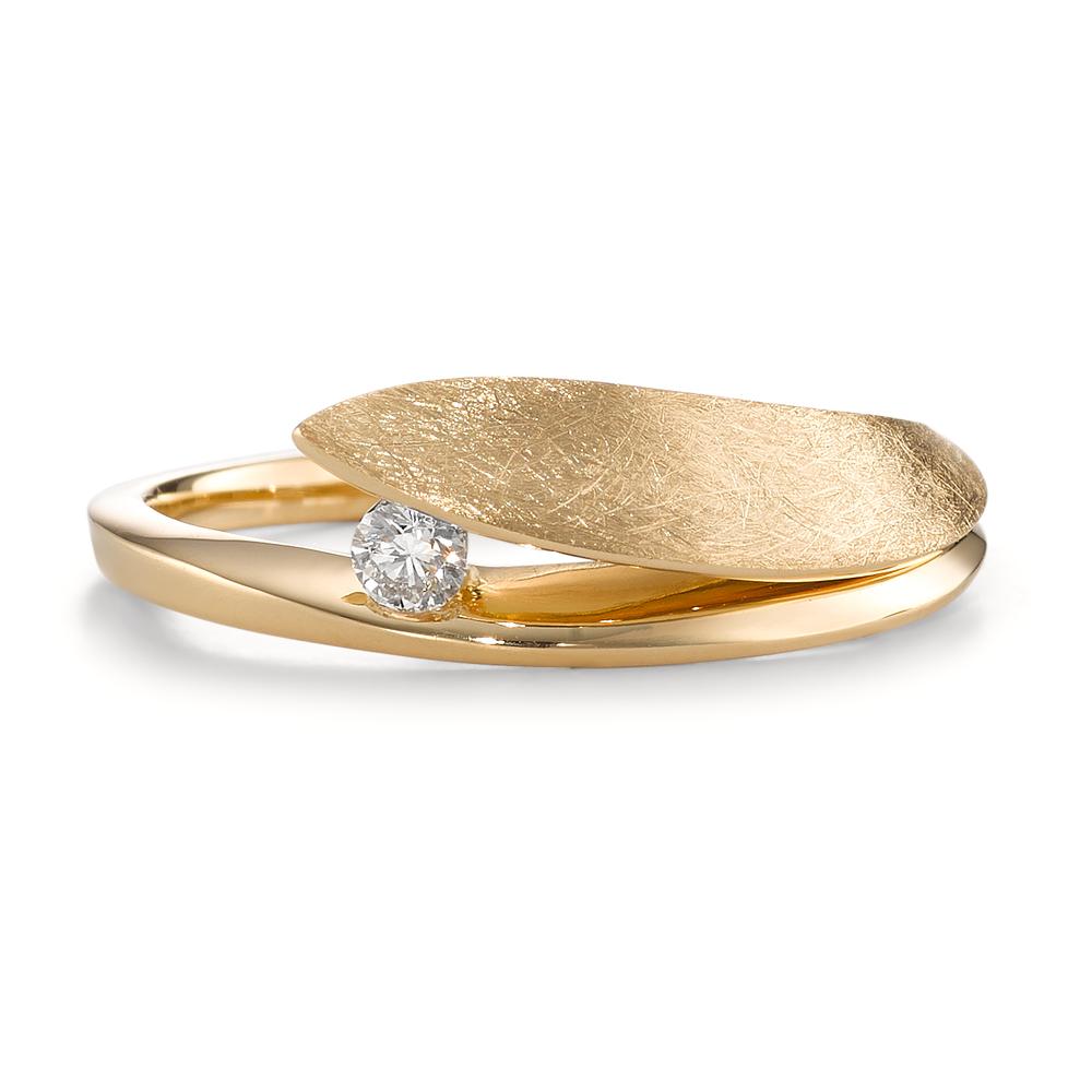 Ring 750/18K geel goud Diamant 0.07 ct, [Brillant], w-si