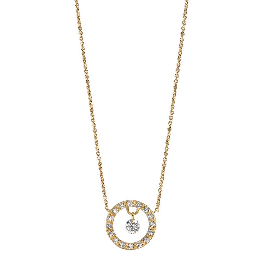 Collier 750/18 krt geel goud Diamant 0.14 ct, 17 Steen, w-si 40-42 cm