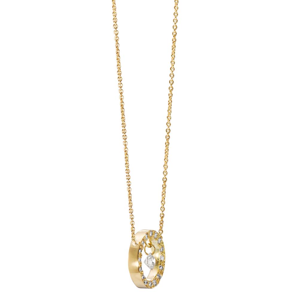 Collier 750/18 krt geel goud Diamant 0.14 ct, 17 Steen, w-si 40-42 cm