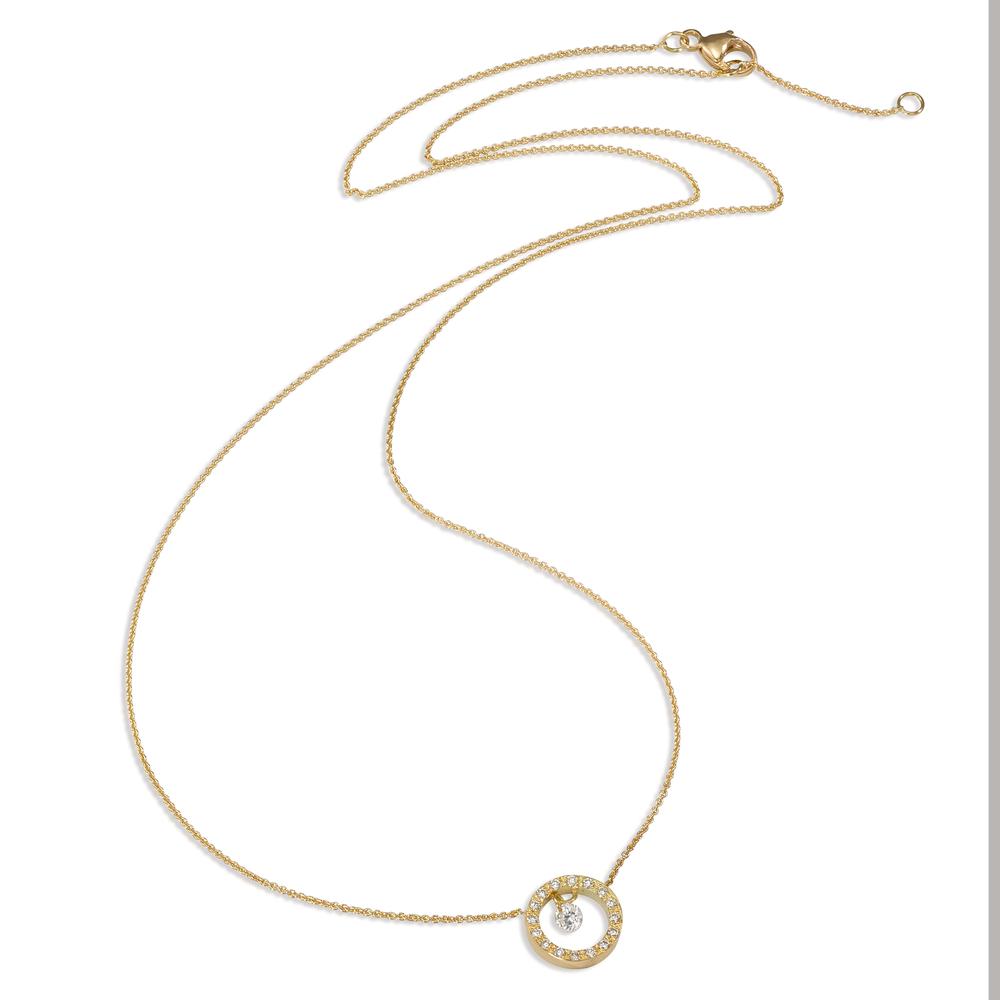 Collier 750/18 krt geel goud Diamant 0.14 ct, 17 Steen, w-si 40-42 cm