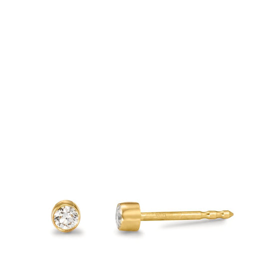 Oorknoppen 750/18K geel goud Diamant 0.12 ct, 2 Steen, w-si Ø3 mm