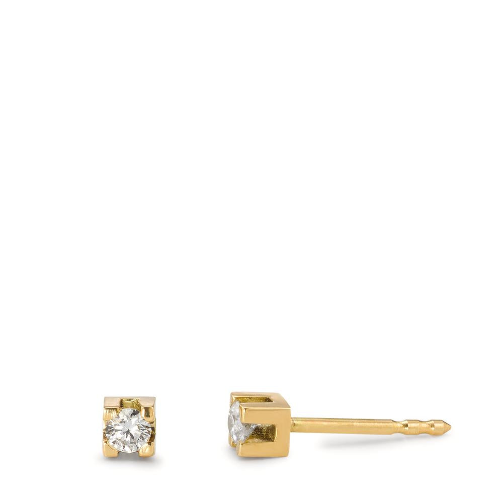 Oorknoppen 750/18 krt geel goud Diamant 0.12 ct, 2 Steen, w-si Ø3 mm