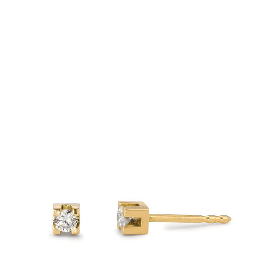 Oorknoppen 750/18K geel goud Diamant 0.12 ct, 2 Steen, w-si Ø3 mm