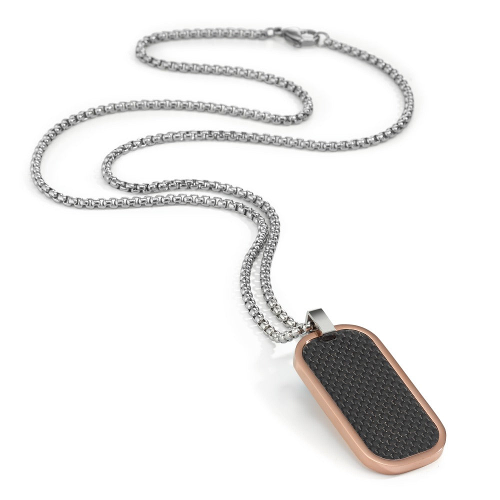 Collier met hanger Roestvrijstaal, Carbon Rosé IP-gecoat 55 cm