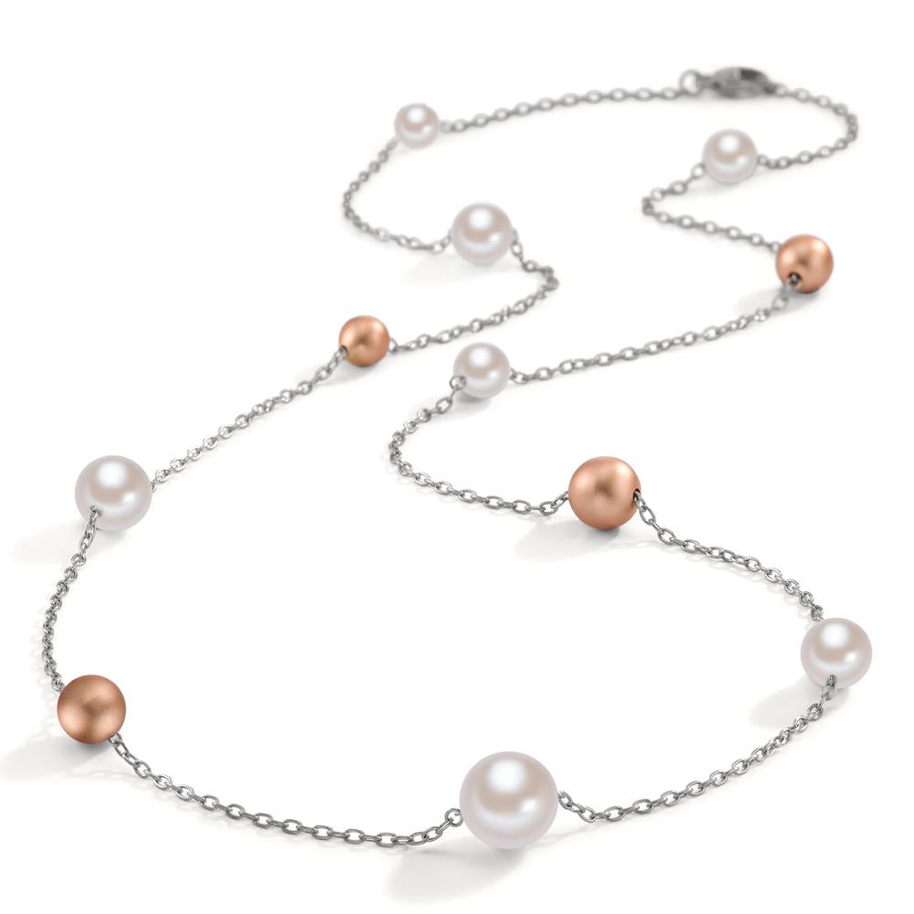 Collier Roestvrijstaal, Aluminium Rosé IP-gecoat Mossel Parel 60 cm Ø8 mm