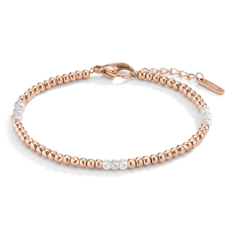 Armband Roestvrijstaal Rosé IP-gecoat Mossel Parel 17-19 cm Ø3 mm