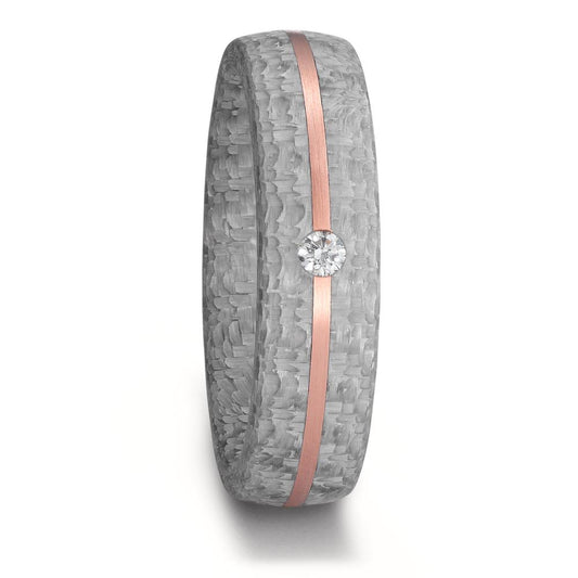 Partnerring 585/14K roségoud, Carbon Diamant 0.05 ct, w-si