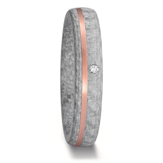 Partnerring 585/14K roségoud, Carbon Diamant 0.015 ct, w-si