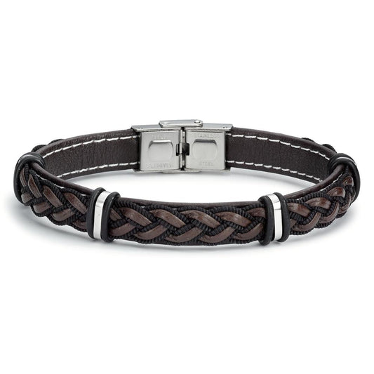 Armband Leder, Roestvrijstaal 21 cm