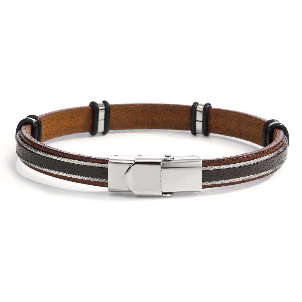 Armband Leder, Roestvrijstaal 21 cm