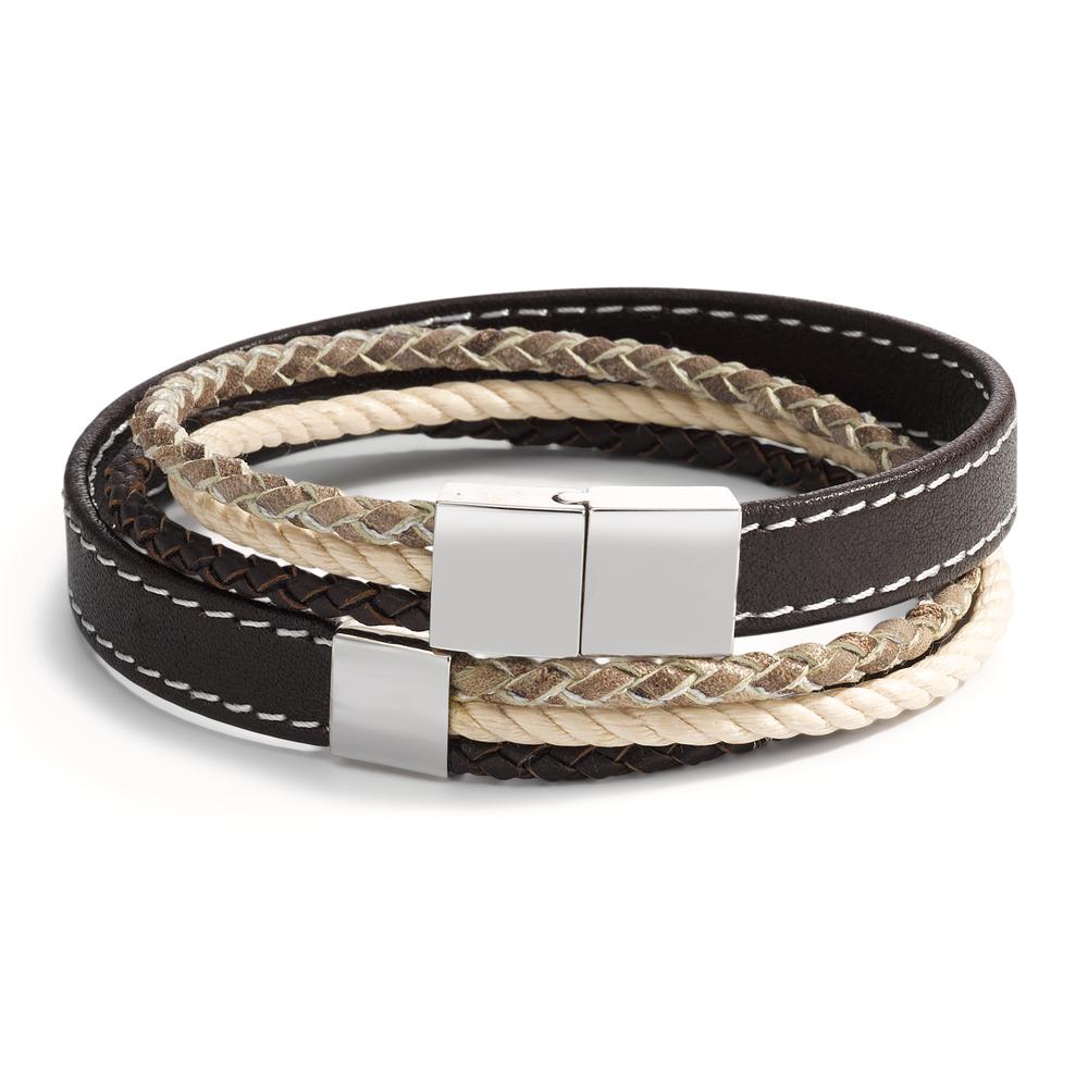 Armband Leder, Roestvrijstaal 20 cm