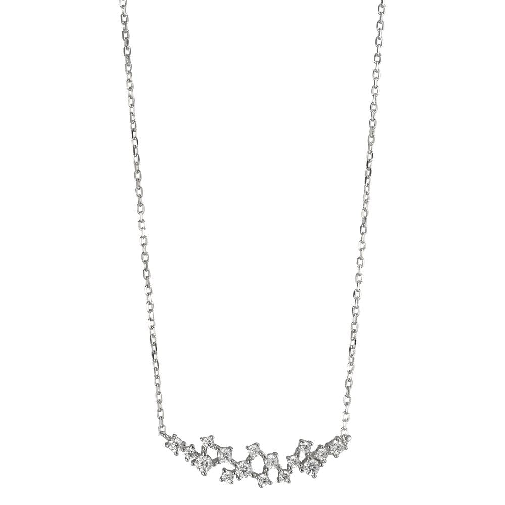 Collier Zilver Zirkonia wit, 16 Steen Gerhodineerd 39-44 cm