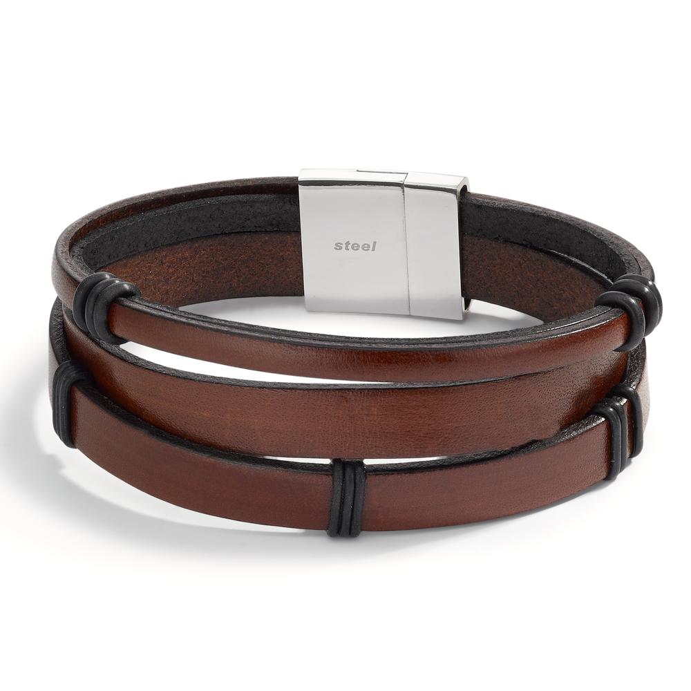 Armband Leder, Roestvrijstaal 21 cm