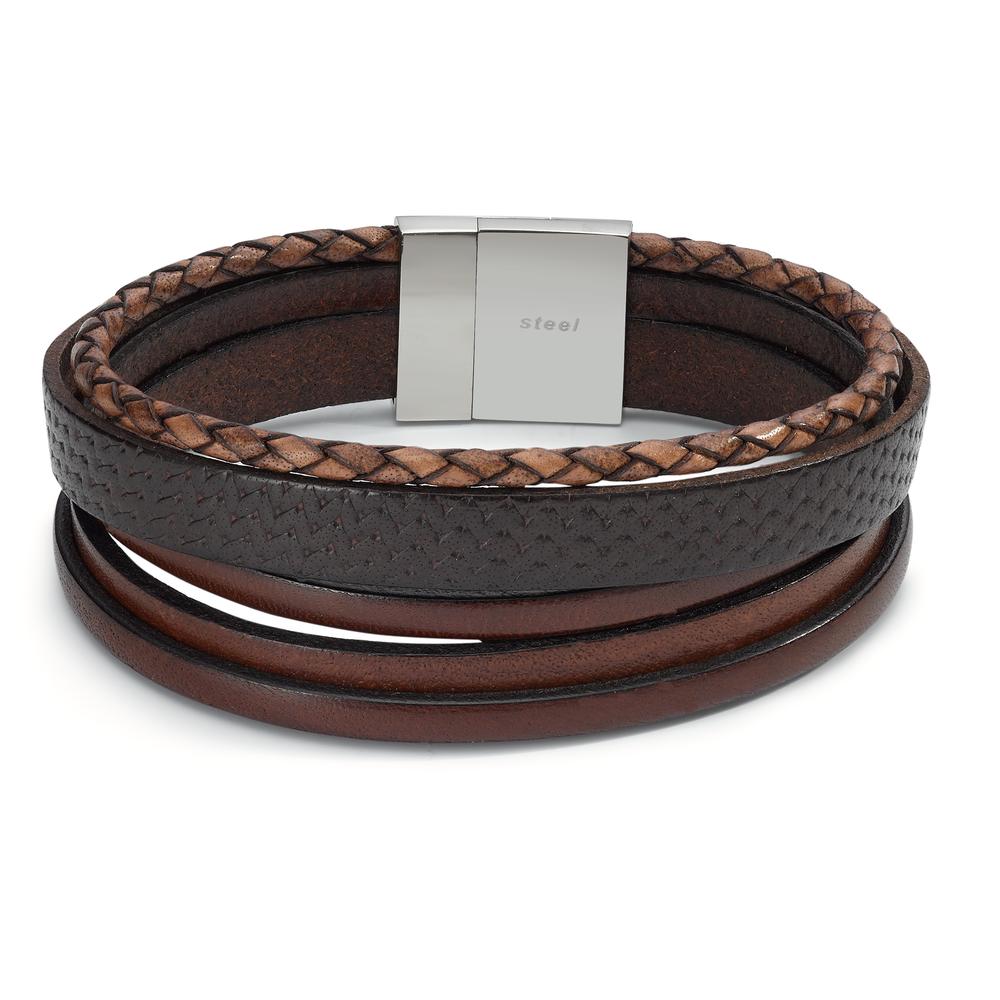 Armband Leder, Roestvrijstaal 21 cm