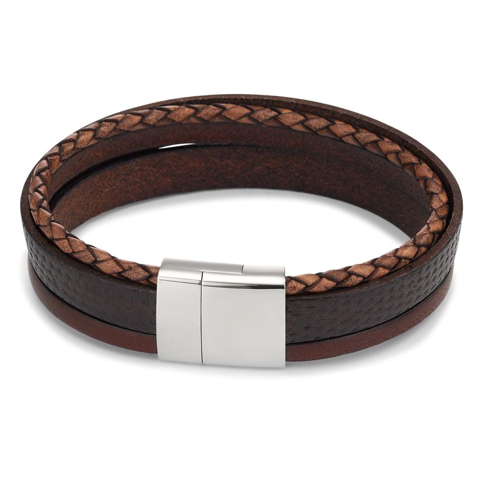 Armband Leder, Roestvrijstaal 21 cm